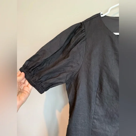 J. Crew Black and Gold Puff Sleeve Sheath Dress - Picture 5 of 10